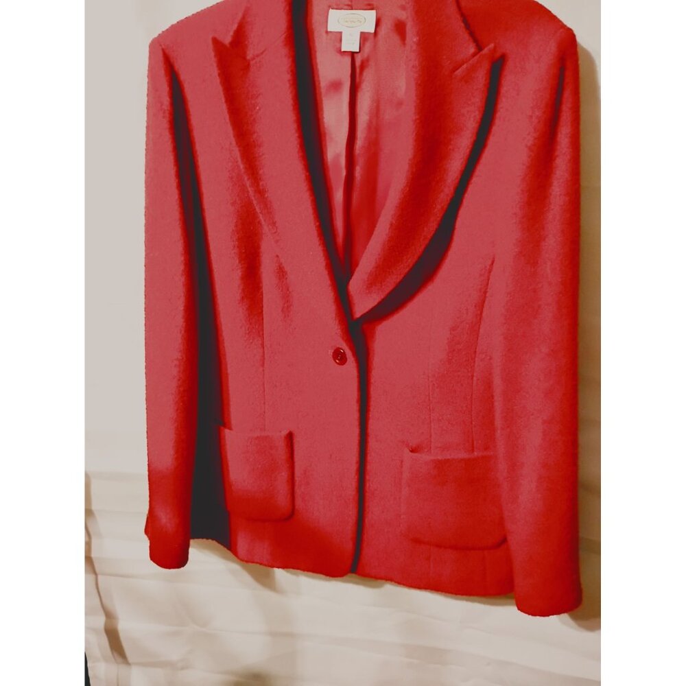 Talbots 12 wool nylon spandex blend blazer jacket RED button front office suit c